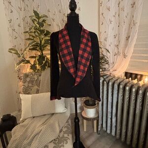 Plaid Red and Black Women's Jacket